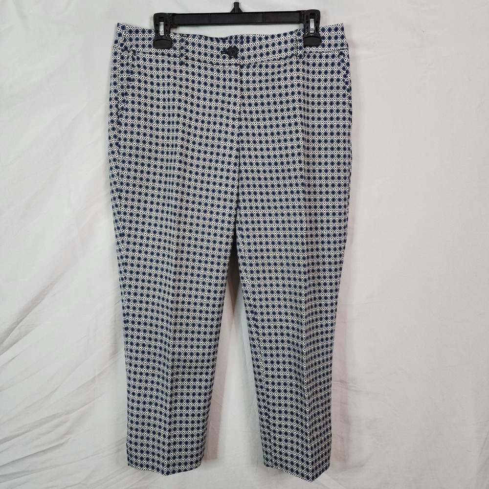 HILARY RADLEY Size 6 Geometric Cotton Stretch Career Casual Crop Chino Pants EUC